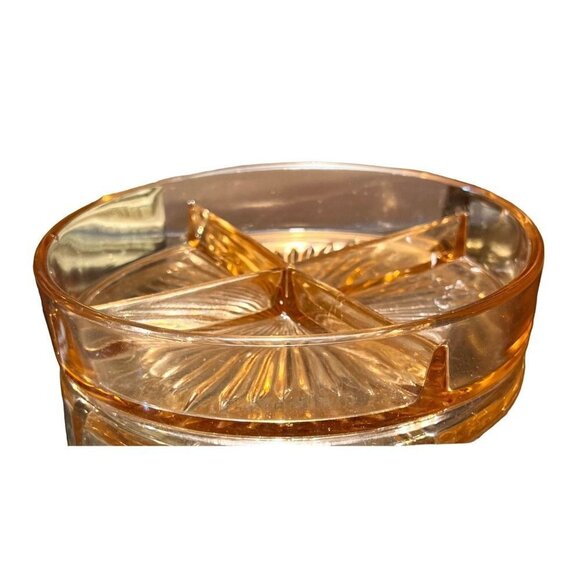 Vintage Pink Depression Glass Divided Candy Nut Dish Relish Tray Starburst - Picture 2 of 4